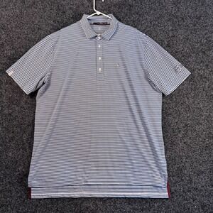 RLX Ralph Lauren Polo Shirt Mens XXL Blue White Stripe Golf Performance Wicking